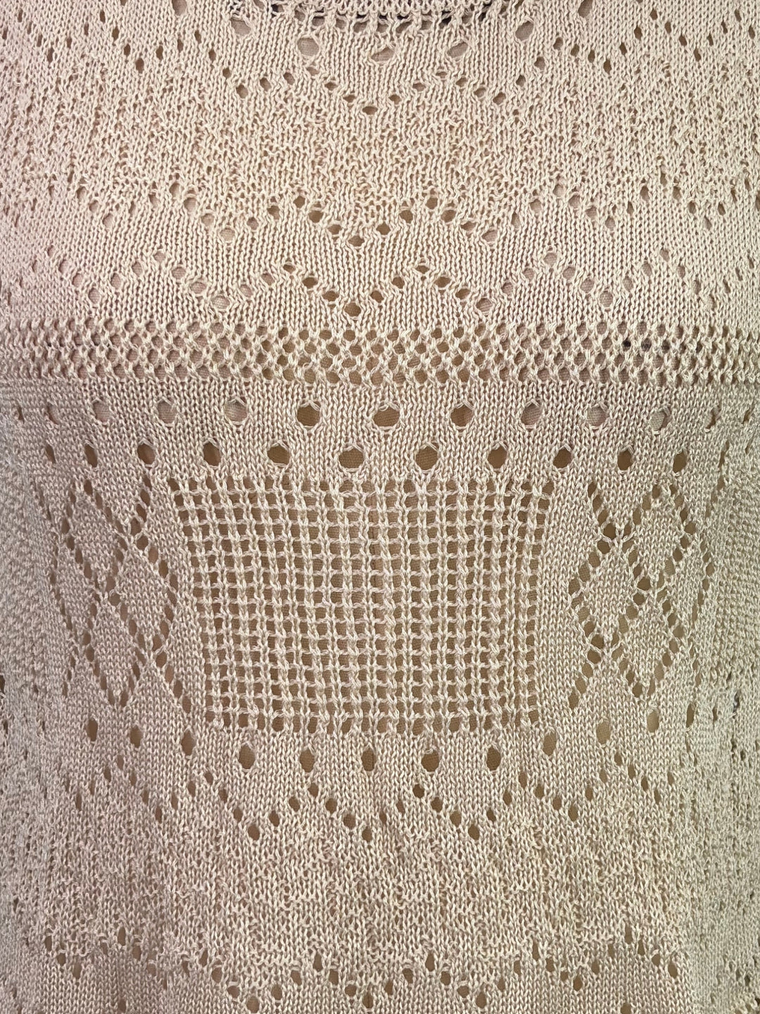 Beige Sleeveless Textured Knit Tank