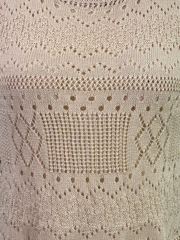 Beige Sleeveless Textured Knit Tank
