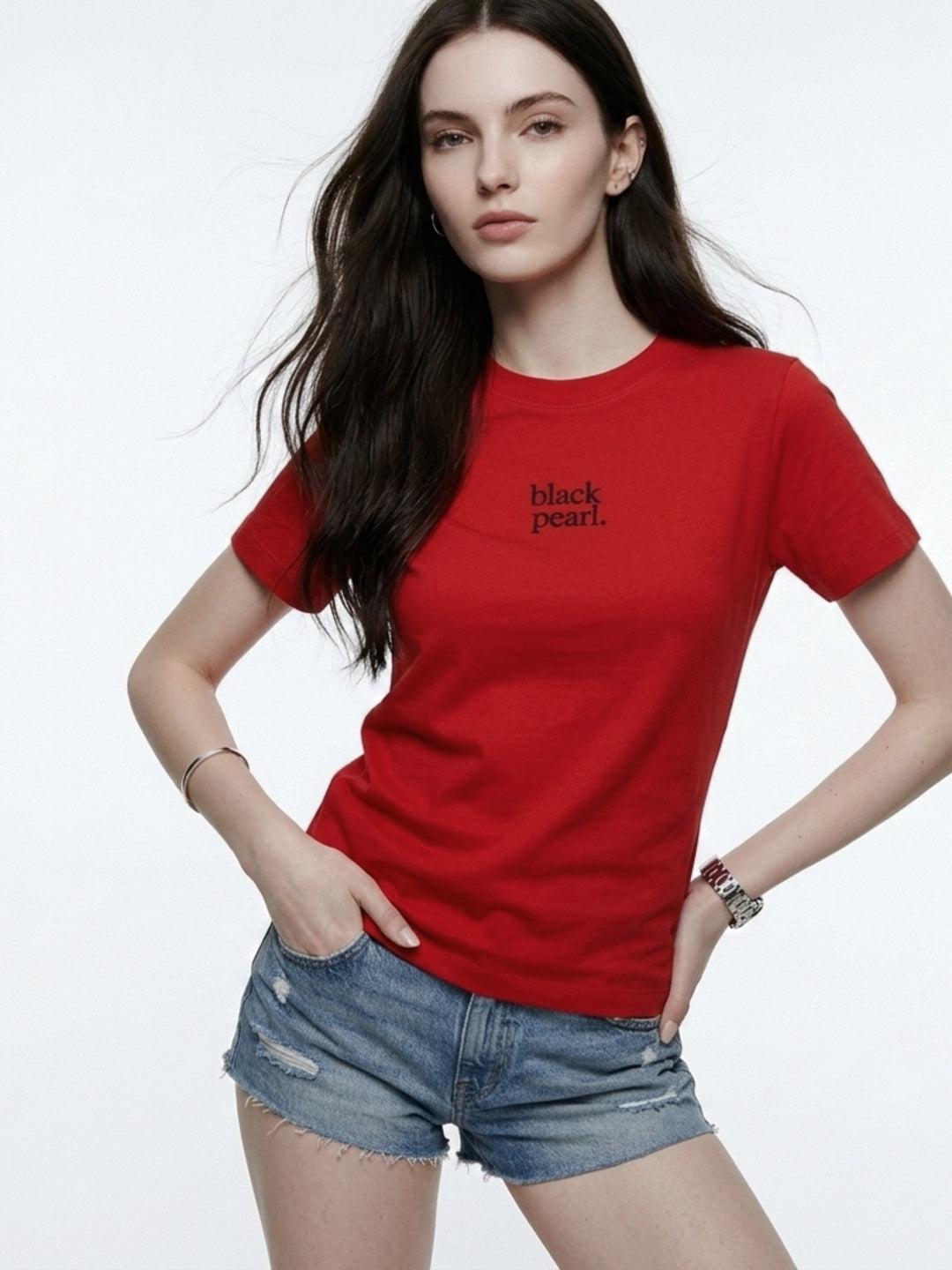 Red Embroidered Logo Tshirt
