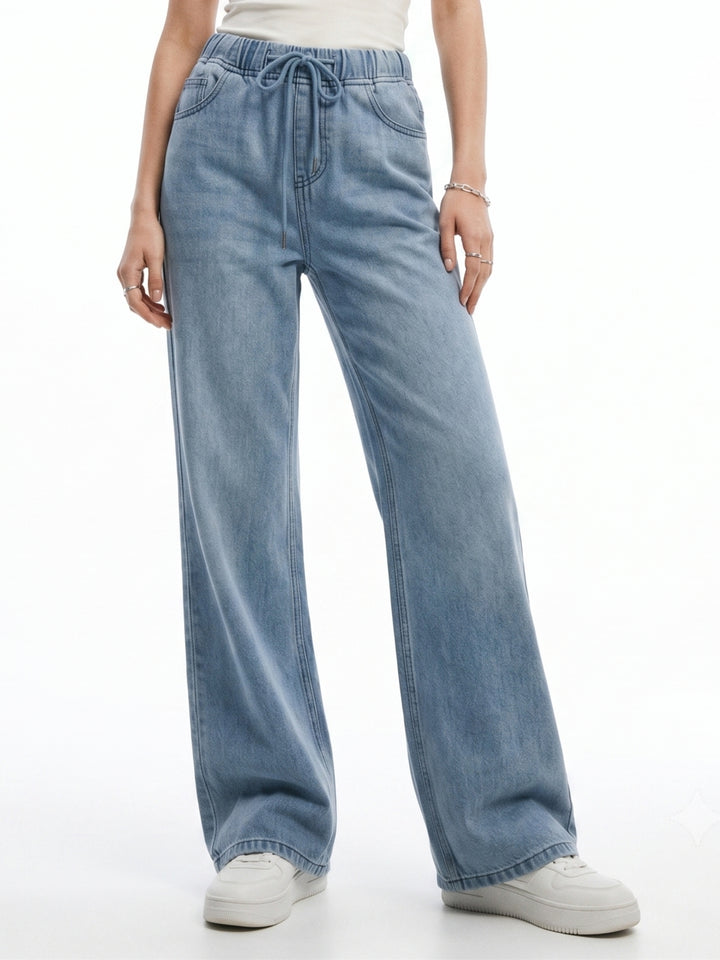 Blue Elasticated Waistband With Draw Cord Jeans