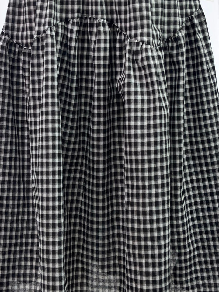 Black High Waist Checkered Skirt