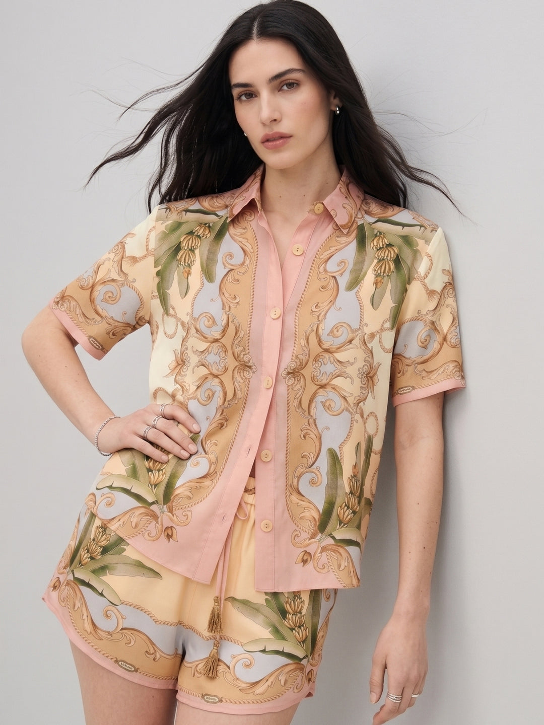Multi Placement Printed Shirt And Shorts Set