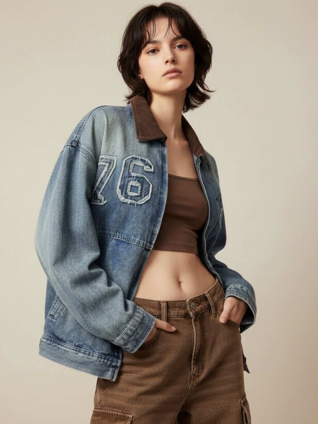 Blue Varsity Patched Graphic Jacket