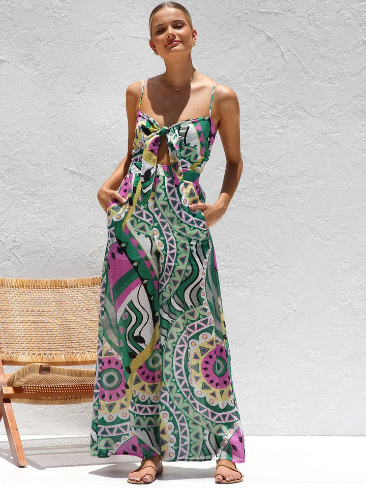 Multi Spaghetti Strap Floral Printed Dress