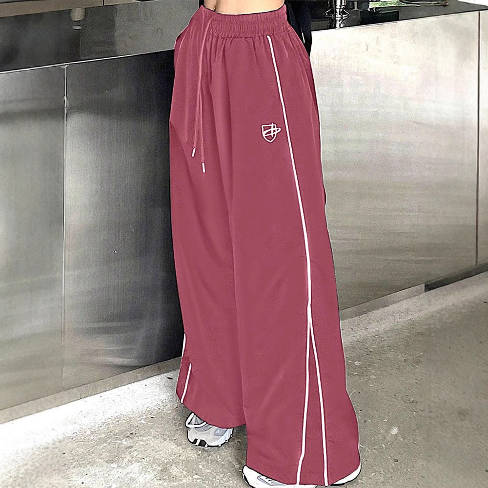 Pink Side Contrast Binding Sweatpants