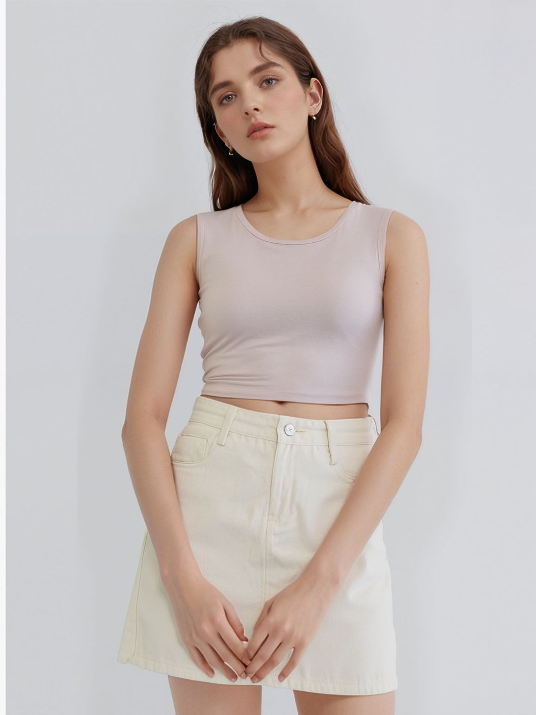 Cream Cropped Tank Top
