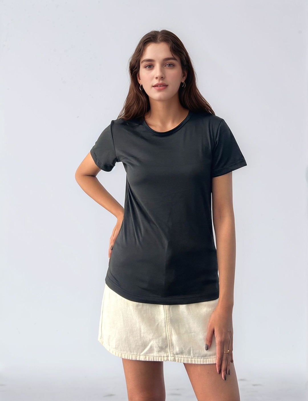 Black Basic Solid Regular Fit T-Shirt