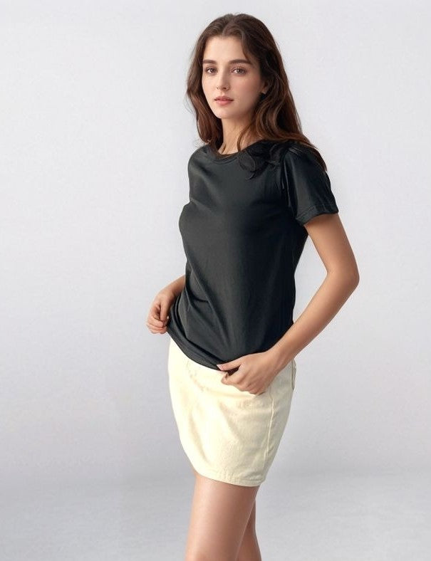 Black Basic Solid Regular Fit T-Shirt