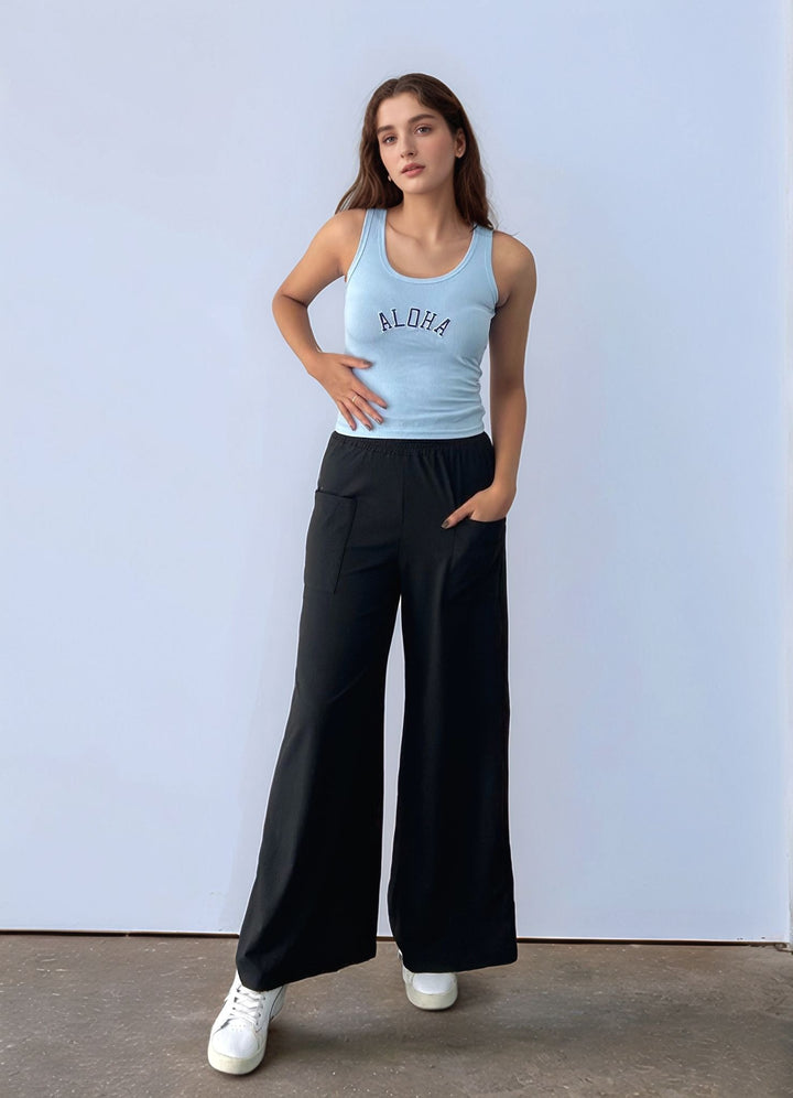 Blue Basic Cropped Tank Top