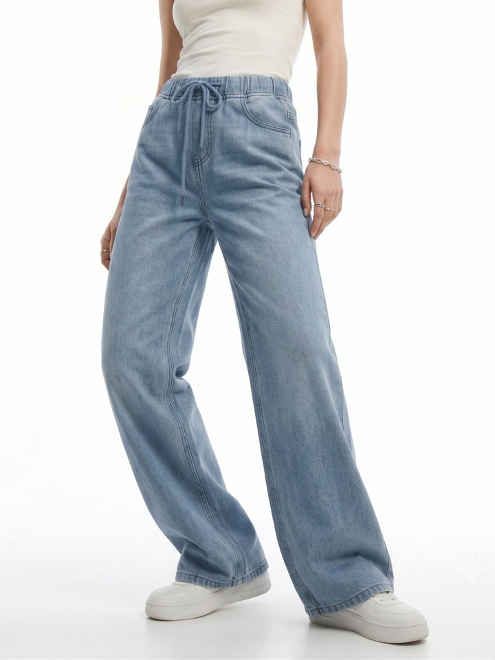 Blue Elasticated Waistband With Draw Cord Jeans
