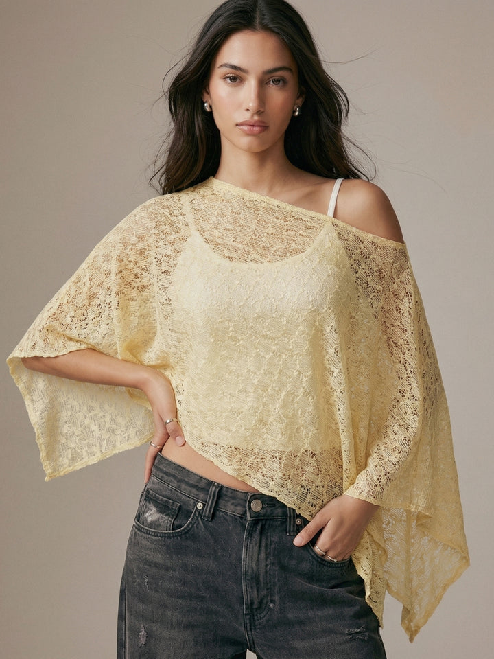 Yellow One Shoulder Textured Top