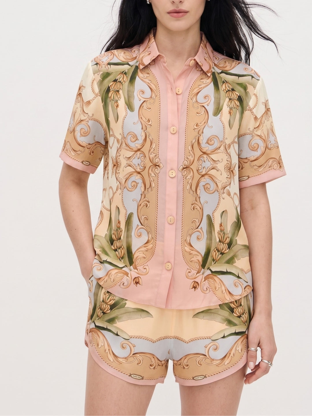 Multi Placement Printed Shirt And Shorts Set