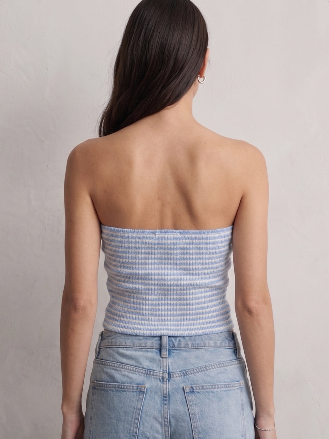 Blue Off Shoulder Front Twisted Top