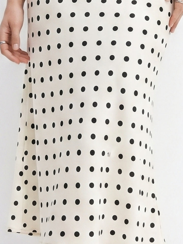White Polka Dotted Flared Skirt