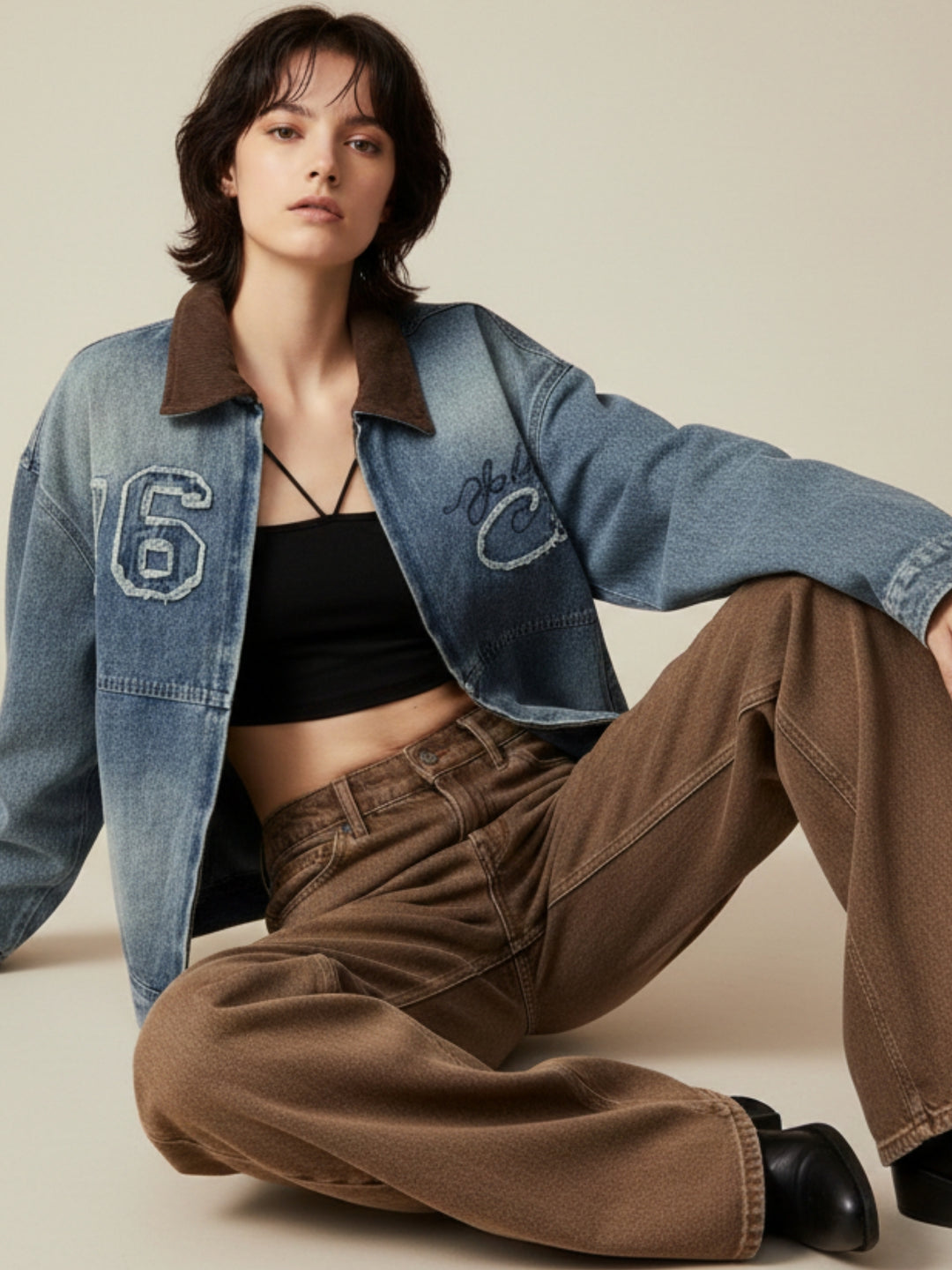 Blue Varsity Patched Graphic Jacket