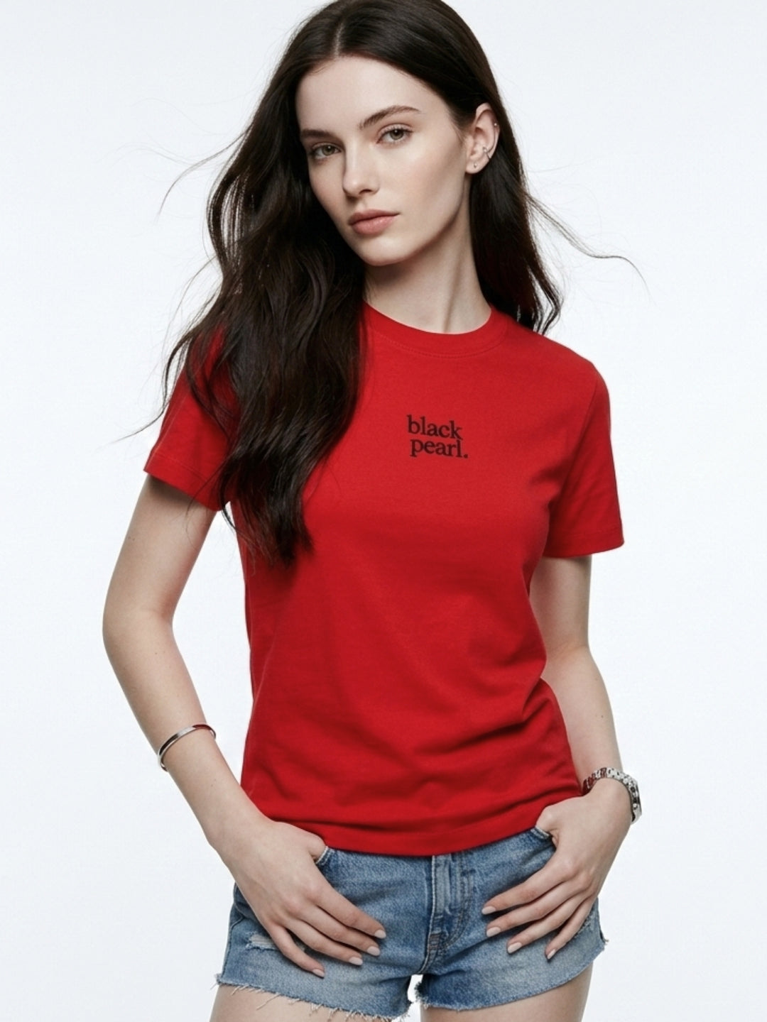Red Embroidered Logo Tshirt