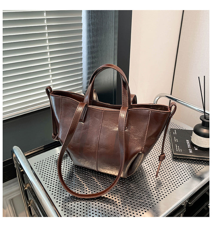 Tan Classic Structured Shopper