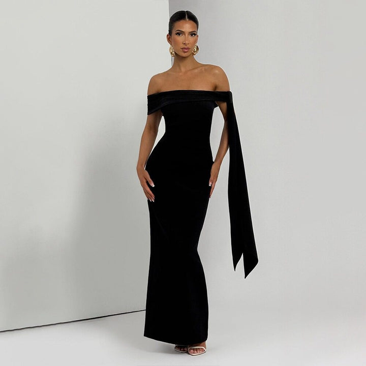 Black Off Shoulder Tie-Up Dress