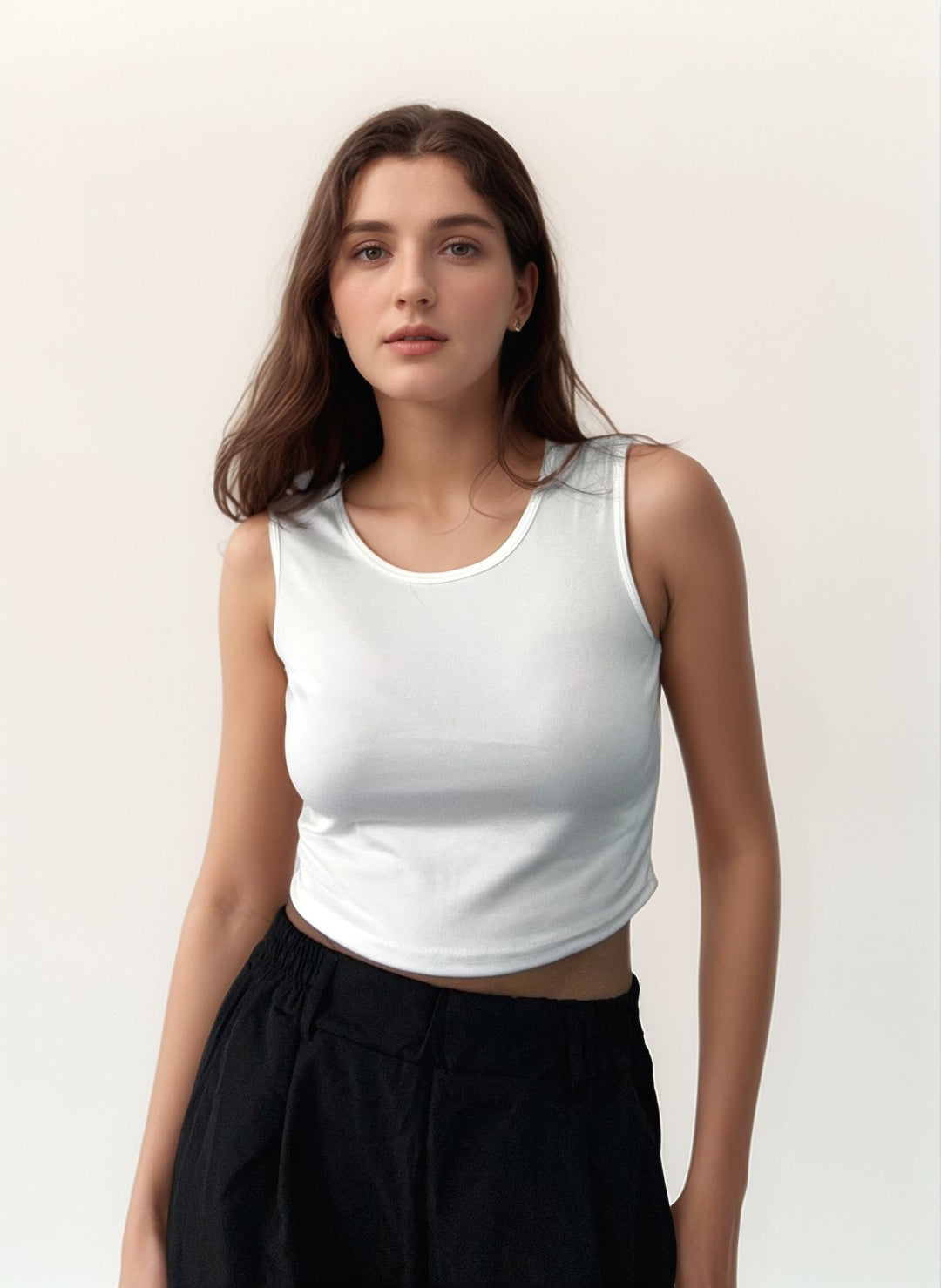 White Cropped Tank Top