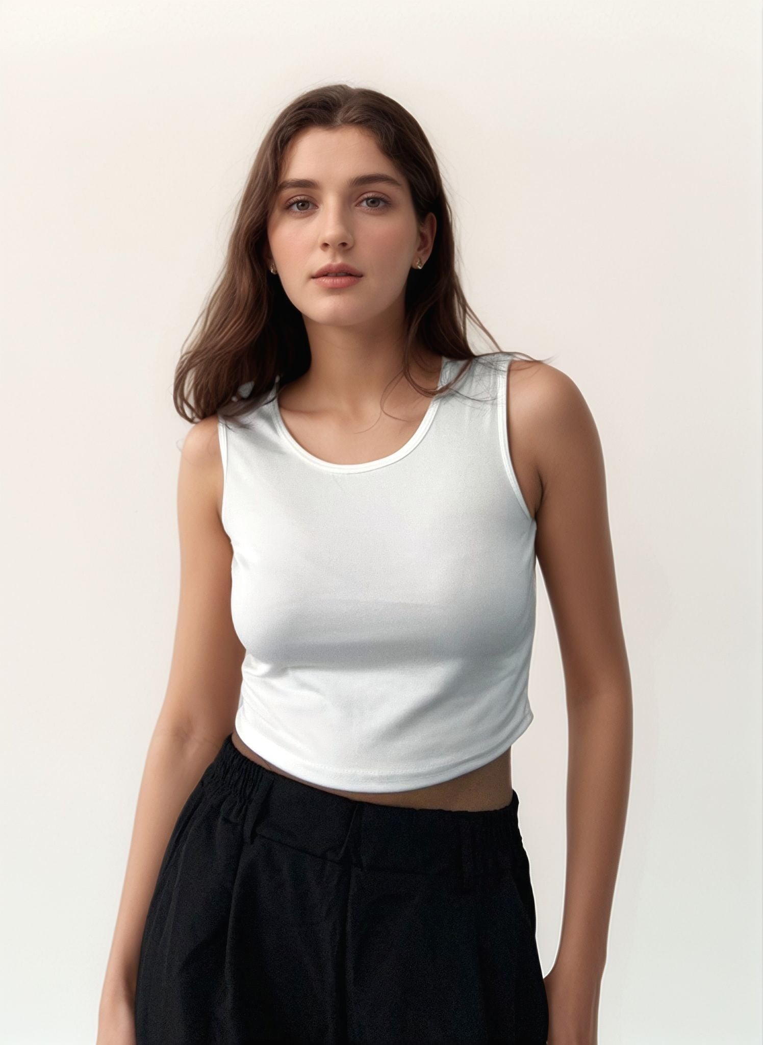 White Cropped Tank Top