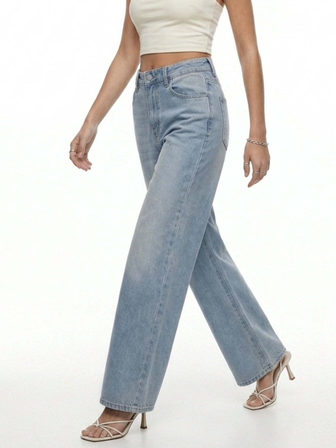 Light Blue Wide Leg Denim Jeans