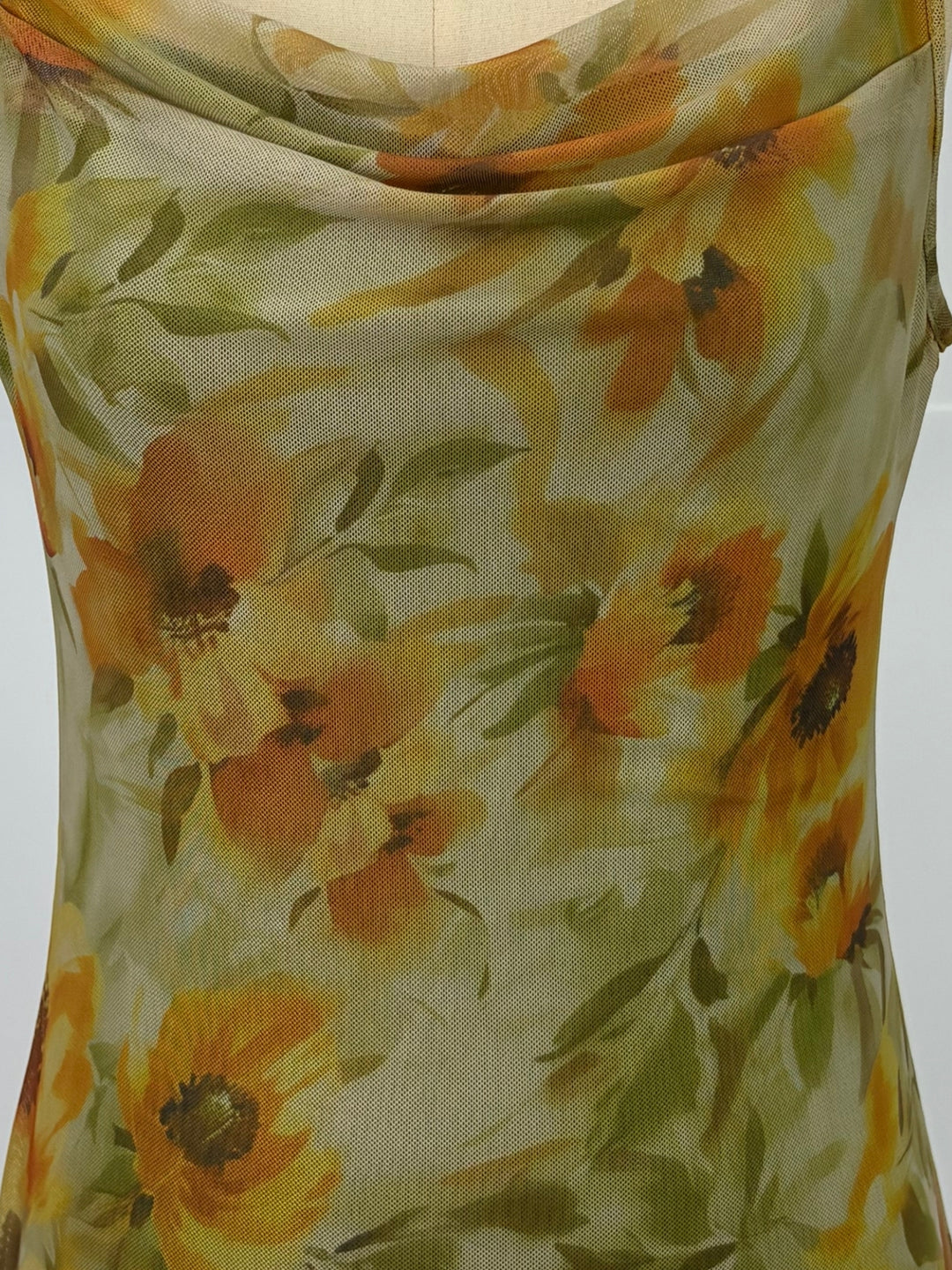 Mustard Blurry Floral Printed Dress