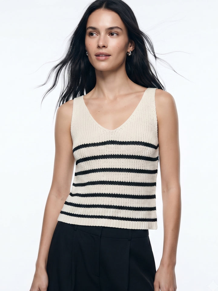 Cream Front Twisted Crochet Cover-Up Tank