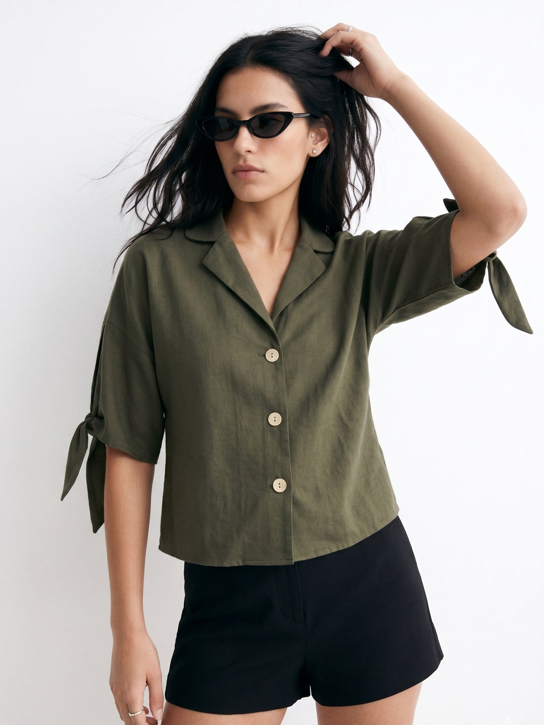 Olive Collared Front Buttoned Shirt