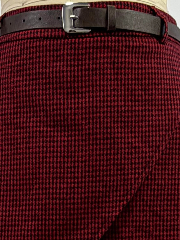 Burgundy Structured Skort With Belt Detail