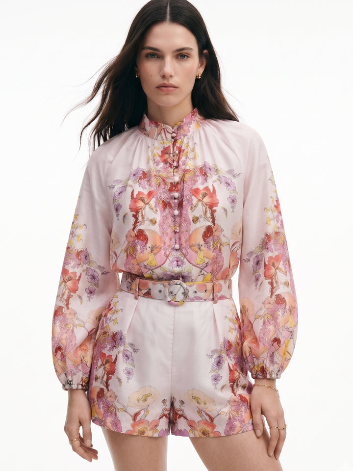 Off White Placement Printed Shirt And Shorts Set