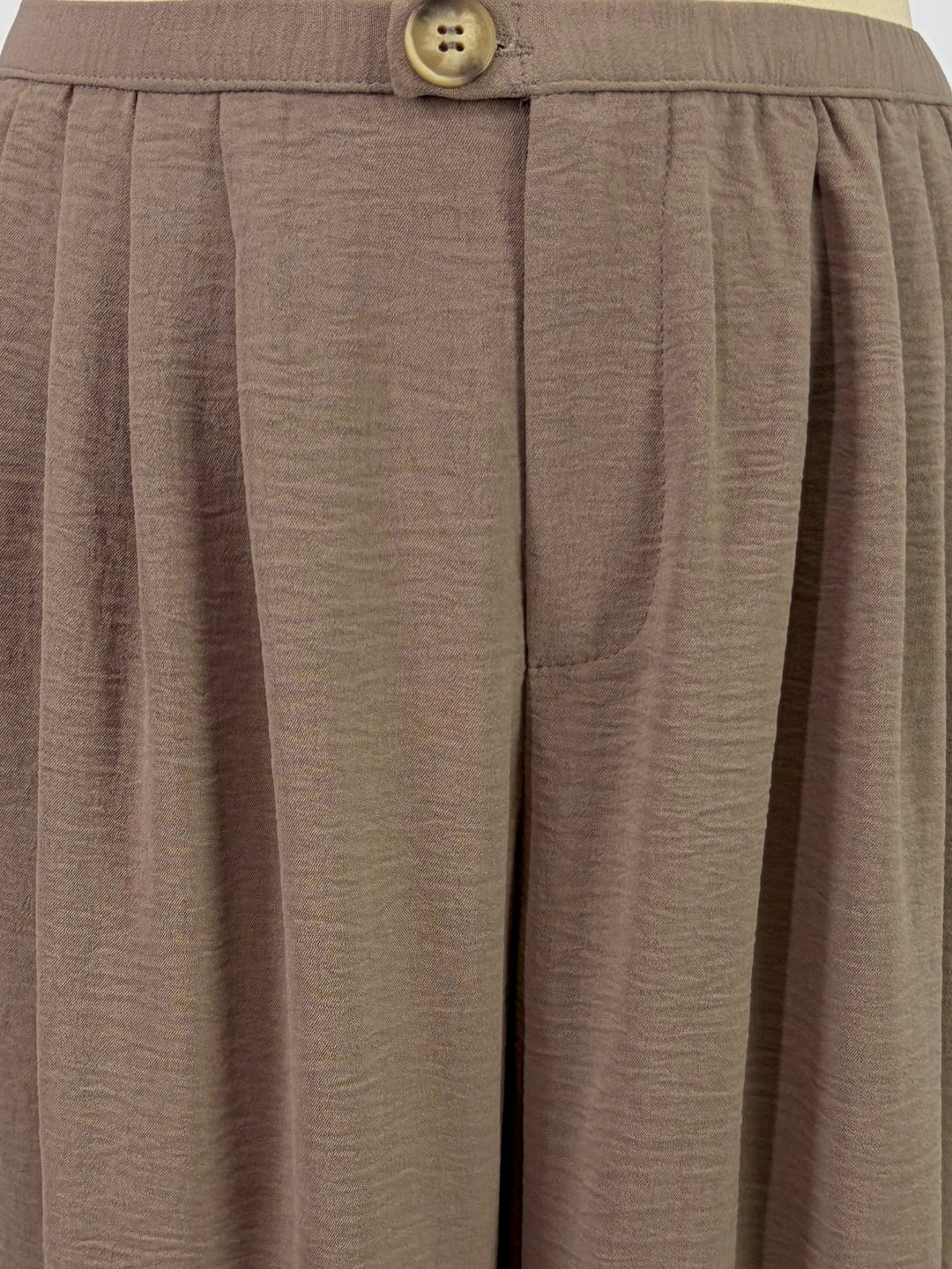 Beige High Waisted Pleated Flowy Trouser