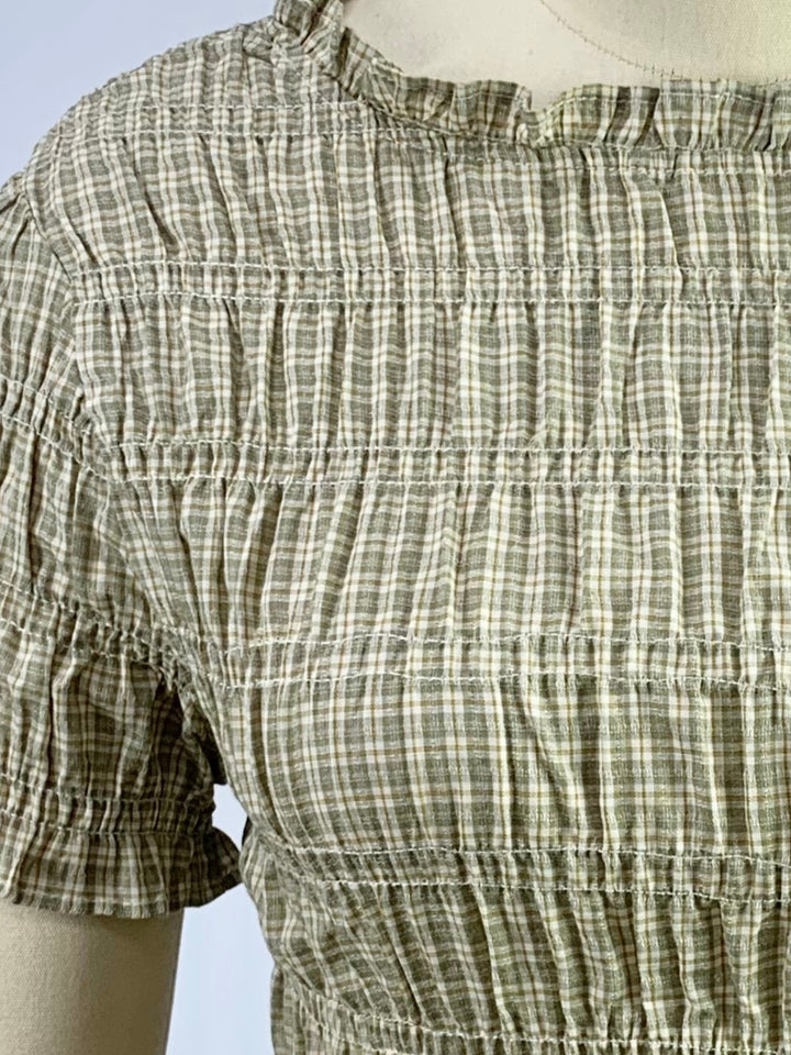 Mint Smocked Fitted Top