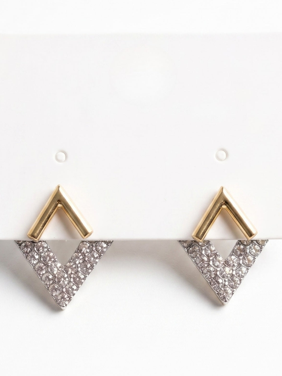 Silver Rhinestone V-Shape Earrings