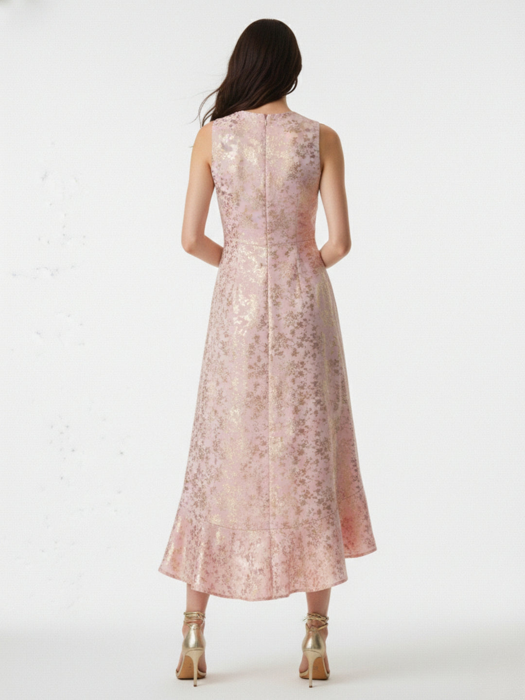 Pink Asymmetric flouncy layered bodycon dress