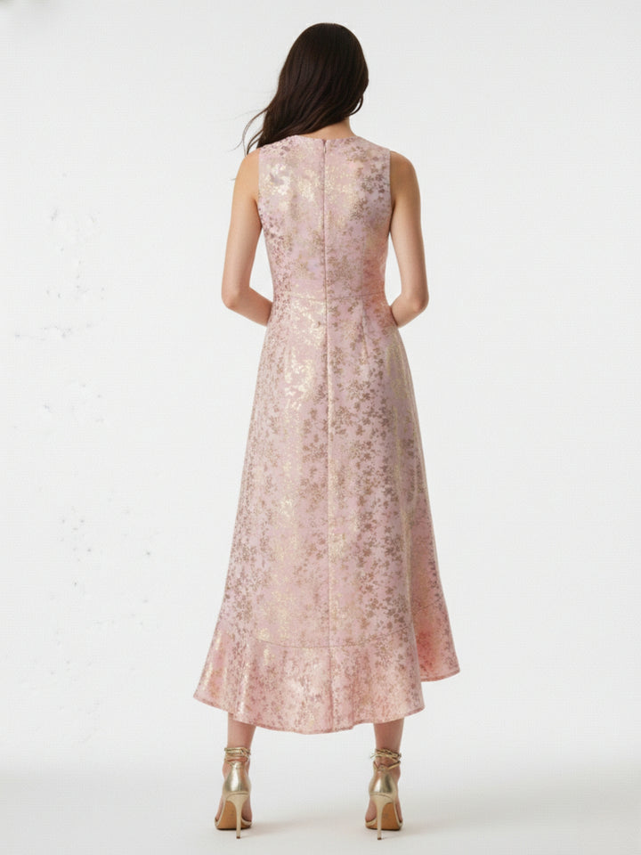 Pink Asymmetric flouncy layered bodycon dress