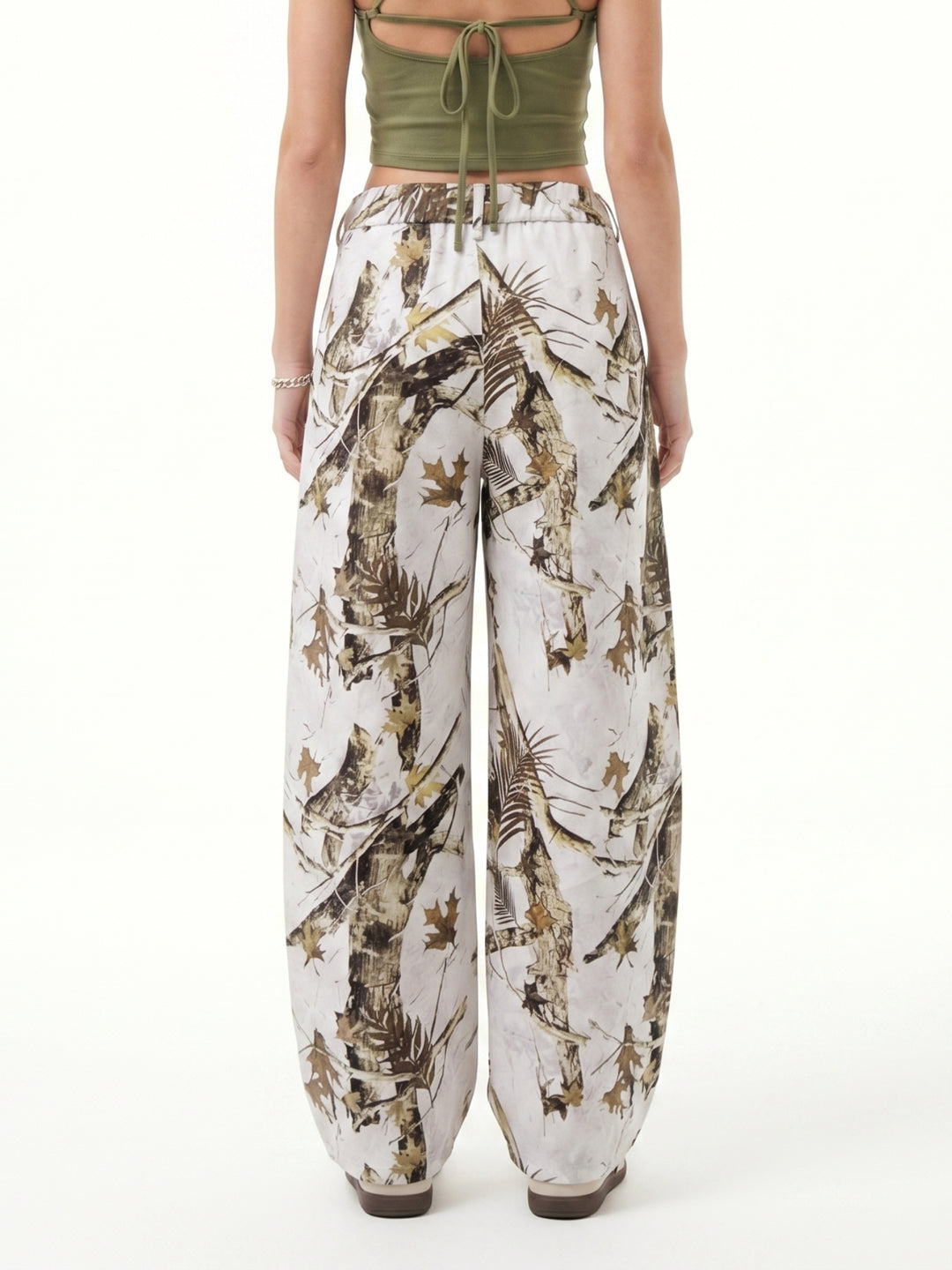 White High Waist Printed Pant