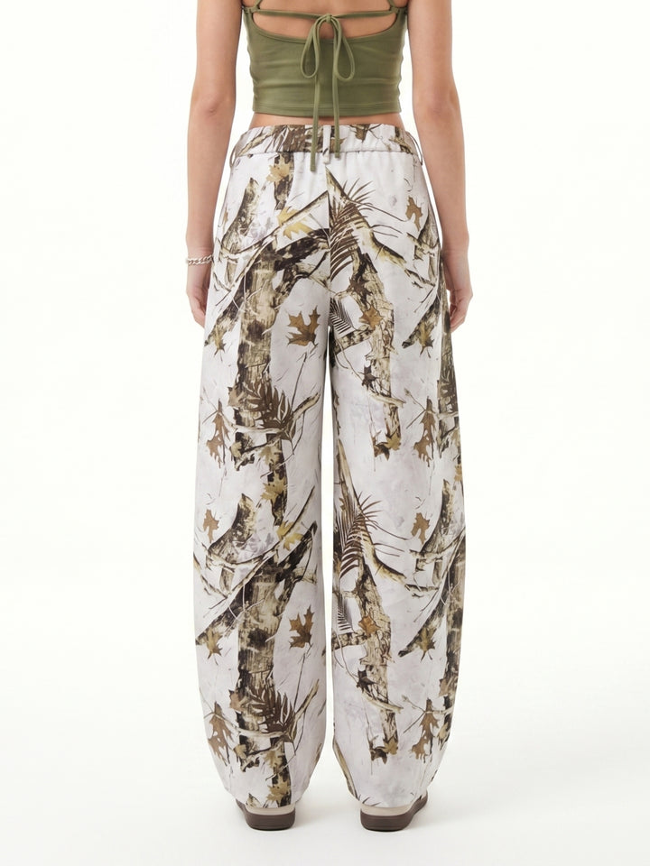 White High Waist Printed Pant