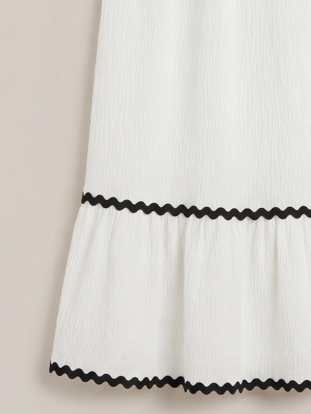 White A Line Midi Skirt With Lace Detail