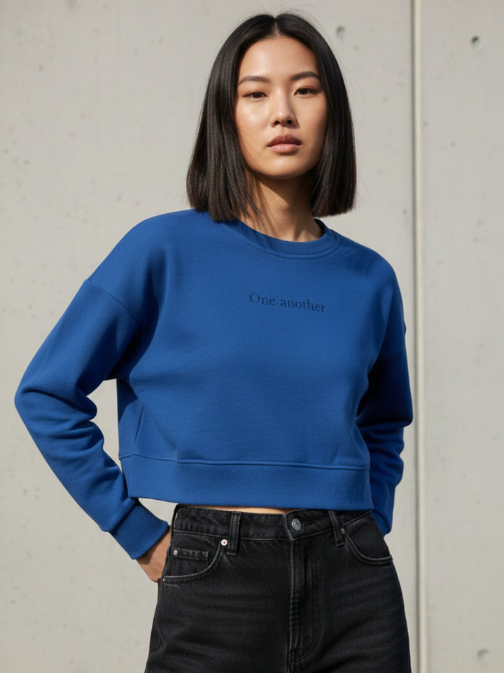 Blue Graphic Oversized Sweatshirt