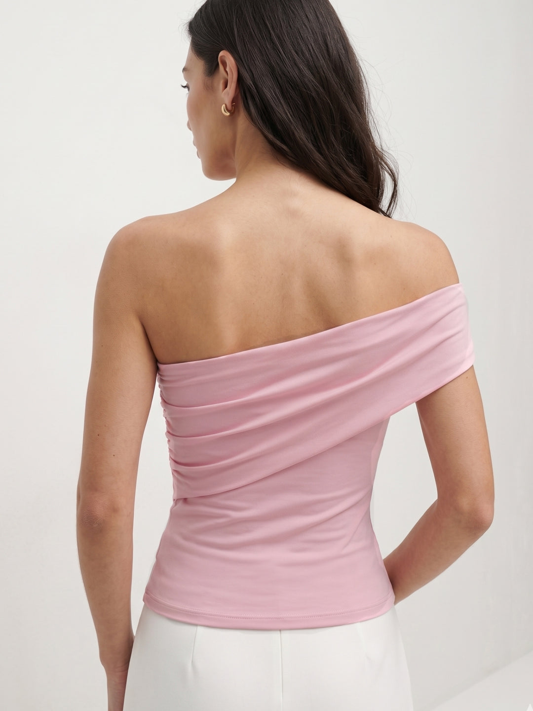 Pink One Shouldered Trim Detail Pink Top