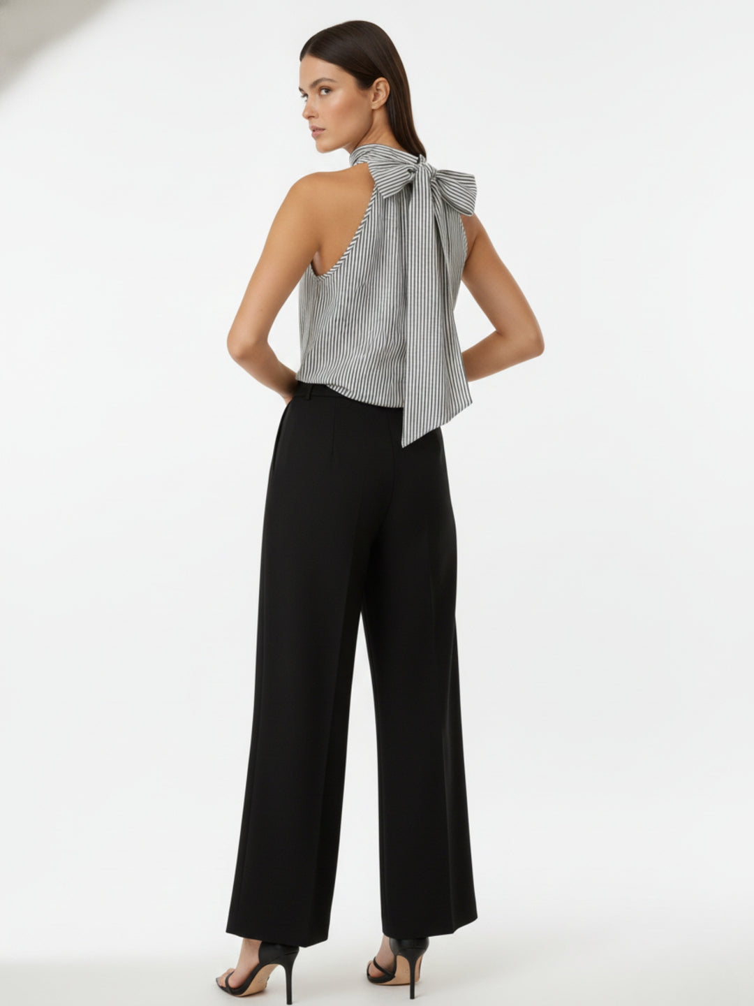 White Stripe Halter Neck Top