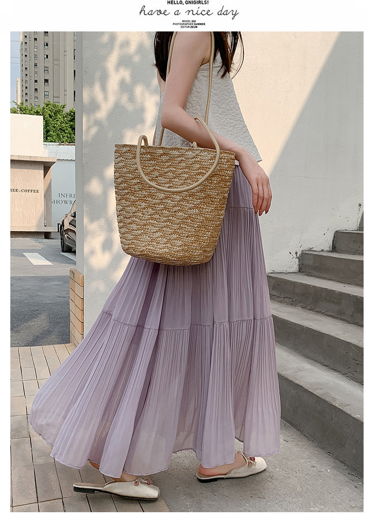 Lilac Flowy Tiered Solid Skirt