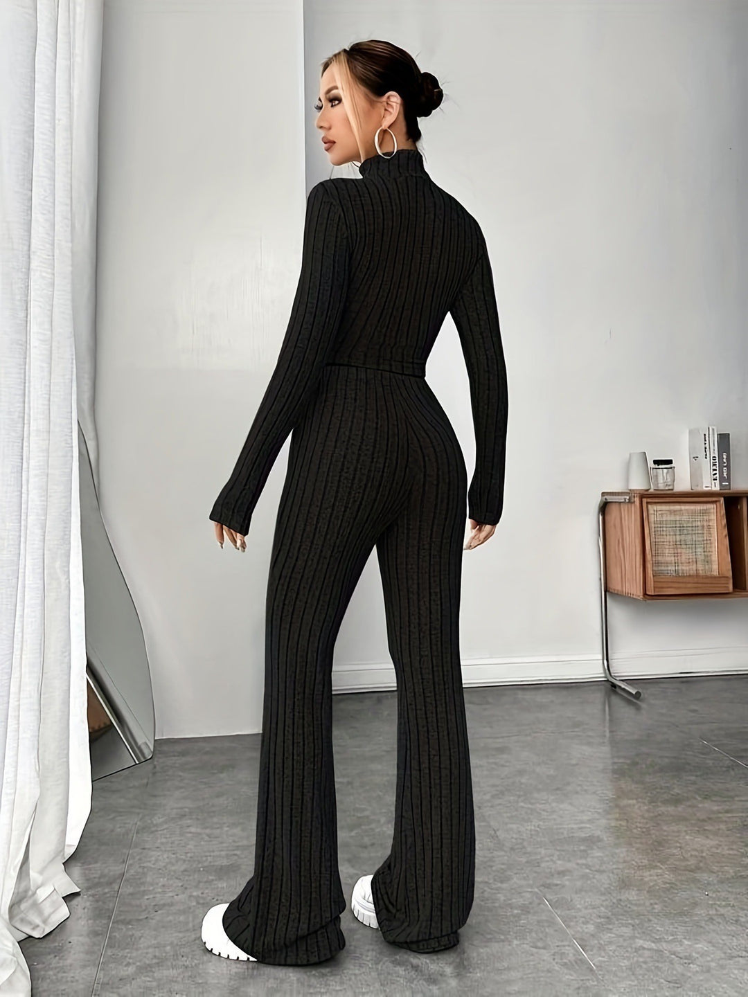 Solid Black Color Top and Pant Set