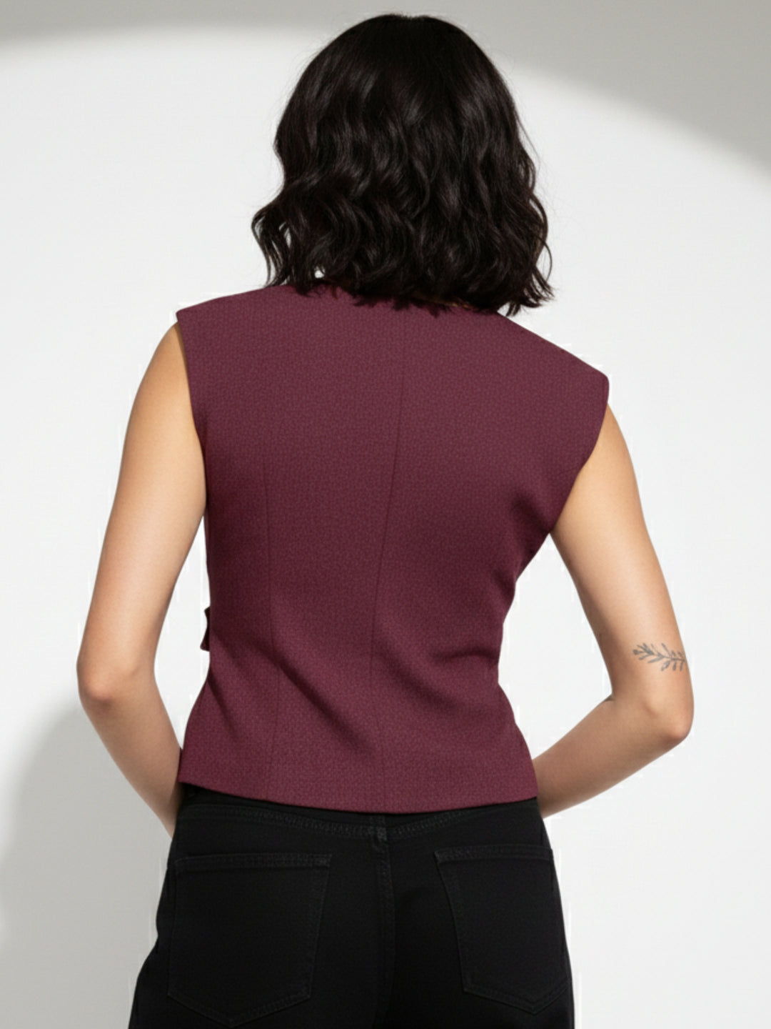 Wine Wrap Top With Cinched Waist