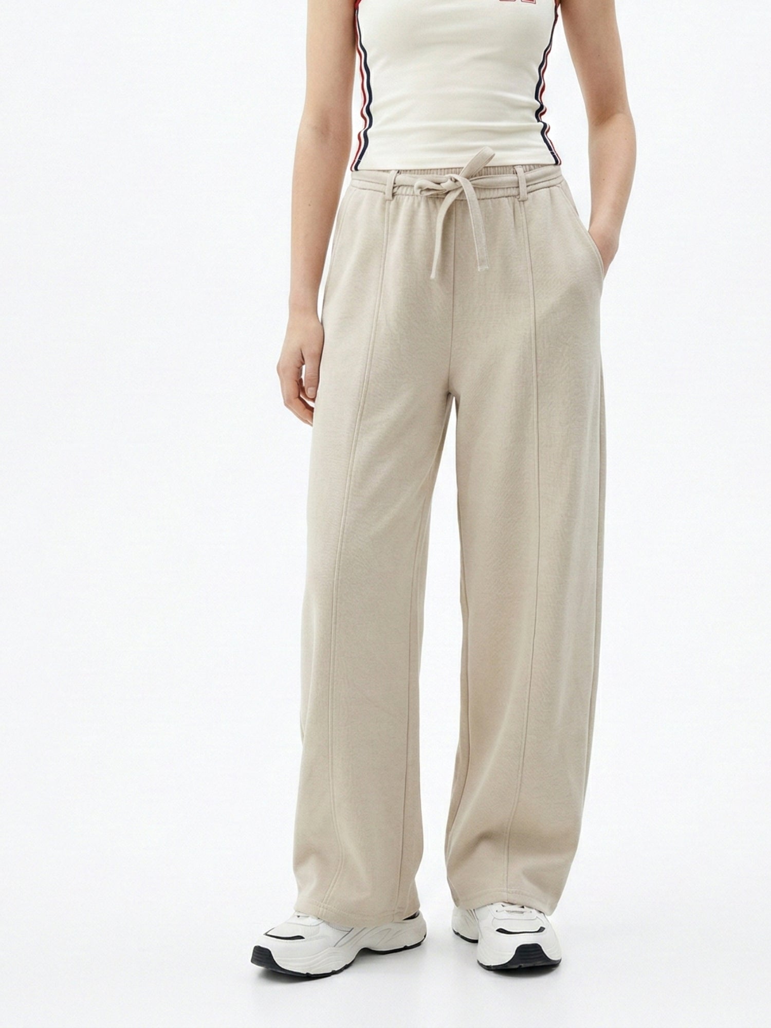 Beige High Waist Baggy Pant