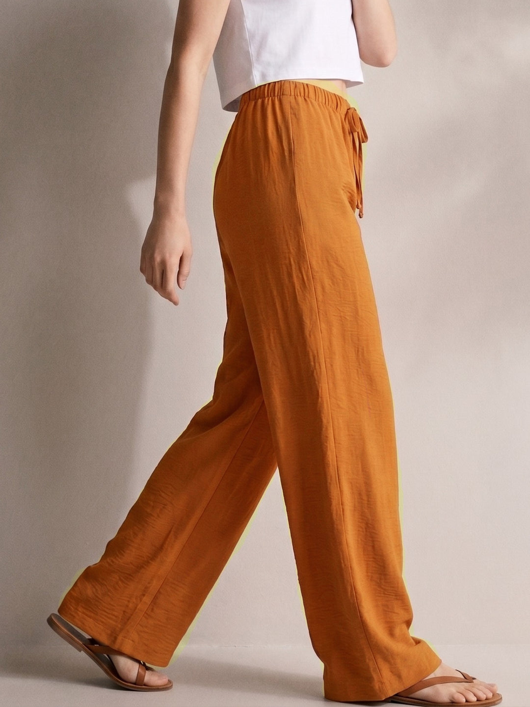 Mustard Low Waist Wide Leg Trousers