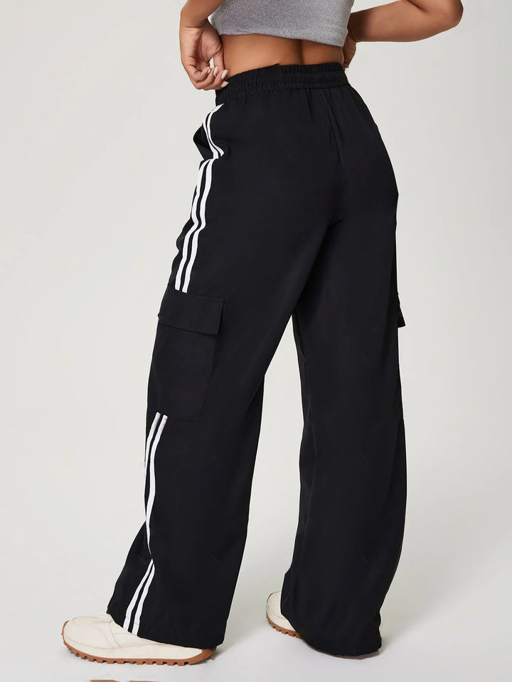 Black Contrast Striped Cargo Jogger