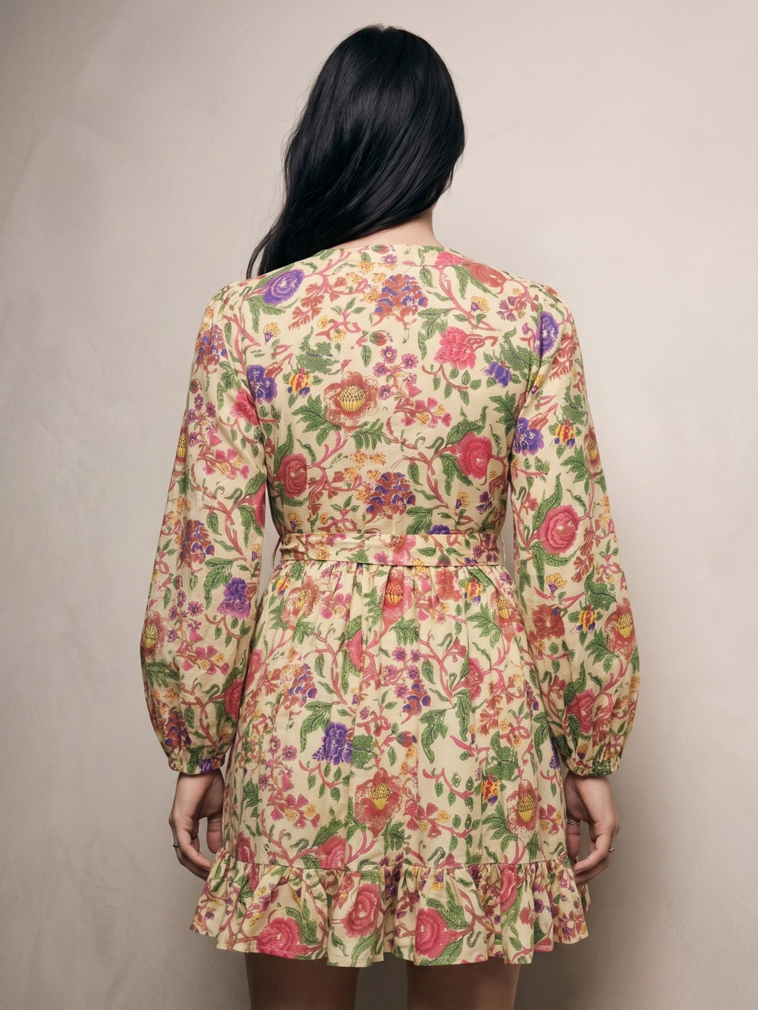 Multi Mini Printed Dress With Frills