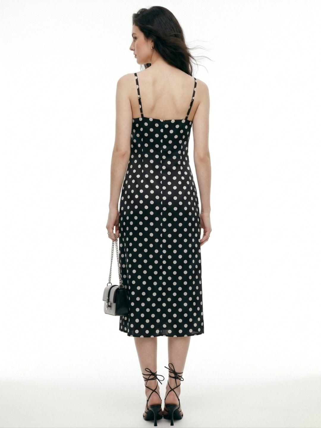 Black Side Slit Satin Dress
