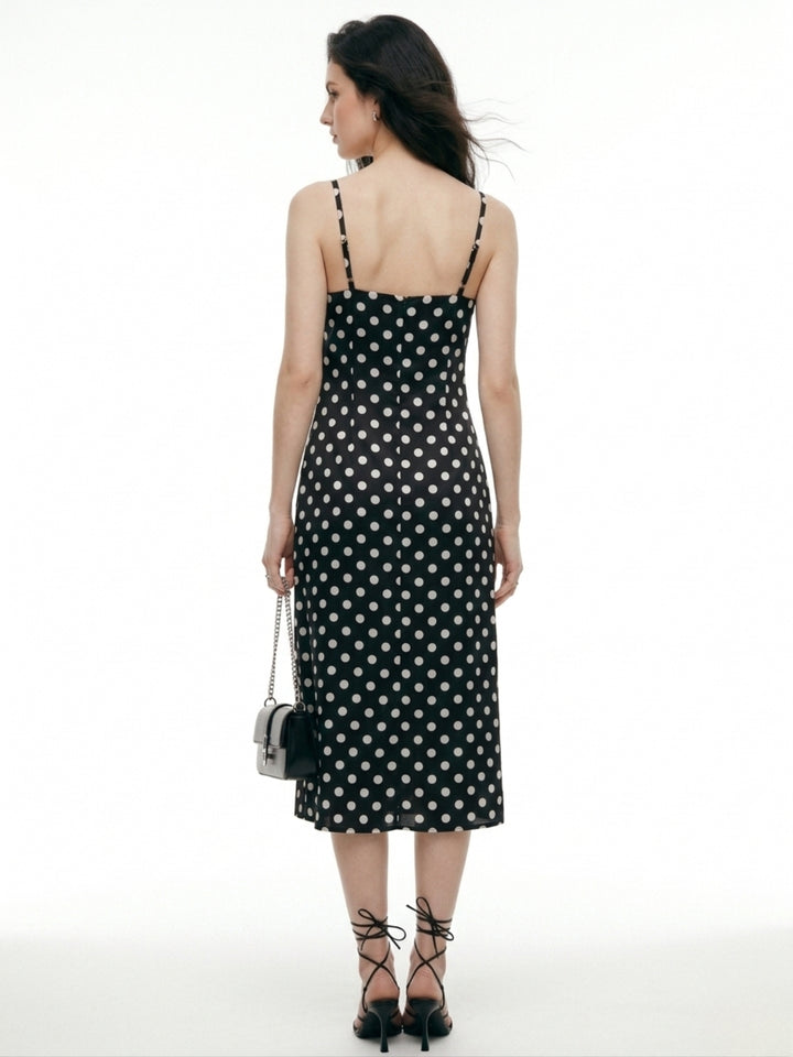 Black Side Slit Satin Dress